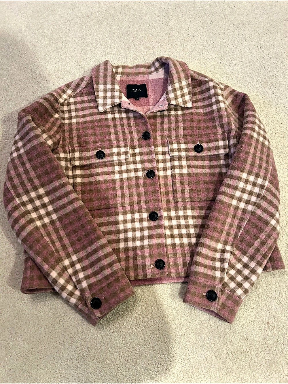 Rails Steffi Jacket Plaid Cropped in Pink & Brown
